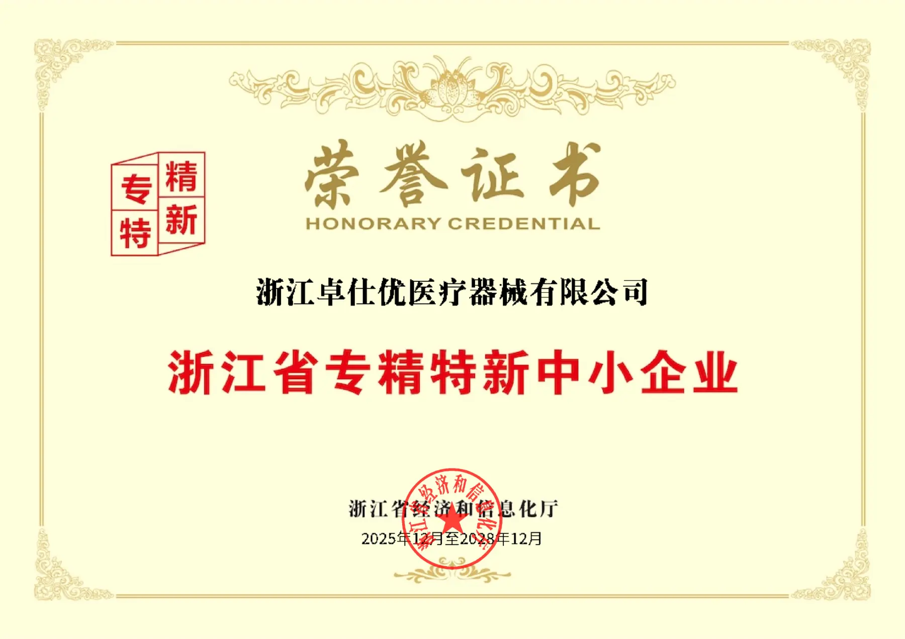 Zhejiang Provincial Specialized, Refined, Distinctive and Innovative Small and Medium-Sized Enterprise
