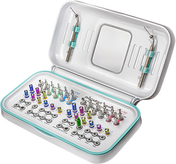 Open guided sinus lift surgical kit with color-coded instruments