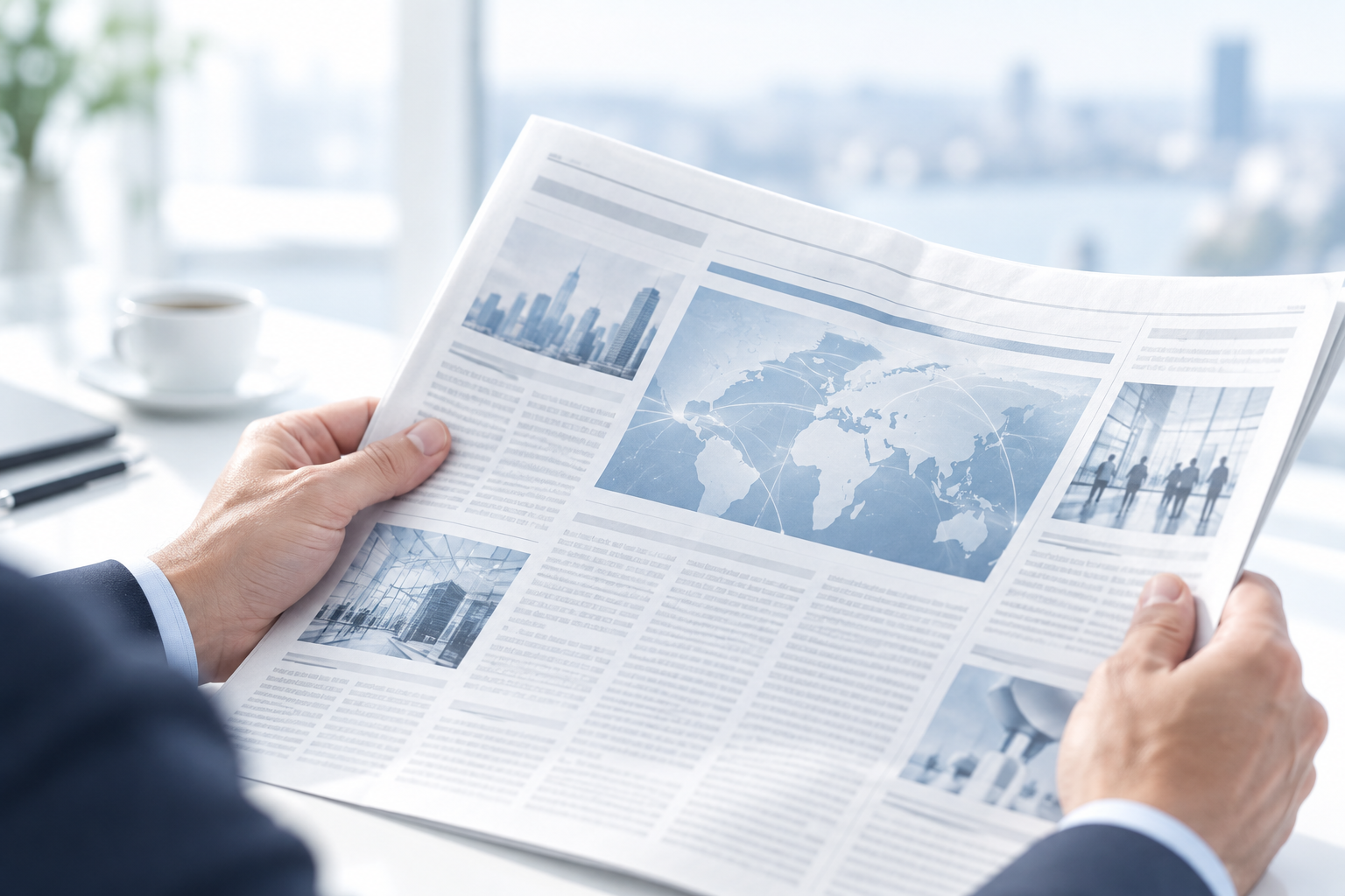 International business newspaper featuring global market perspectives